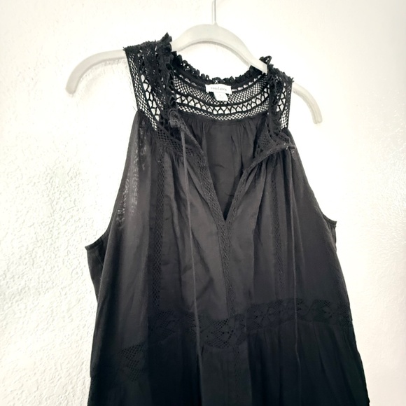 Sundance | Black Lace Trim Midi Dress | pockets - Picture 6 of 10